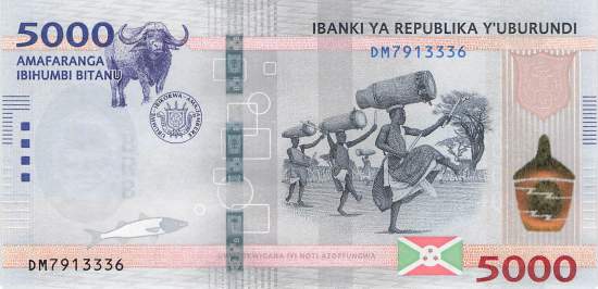 Burundi p58a 5000 Francs 2022